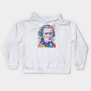 IMMANUEL KANT watercolor and ink portrait Kids Hoodie